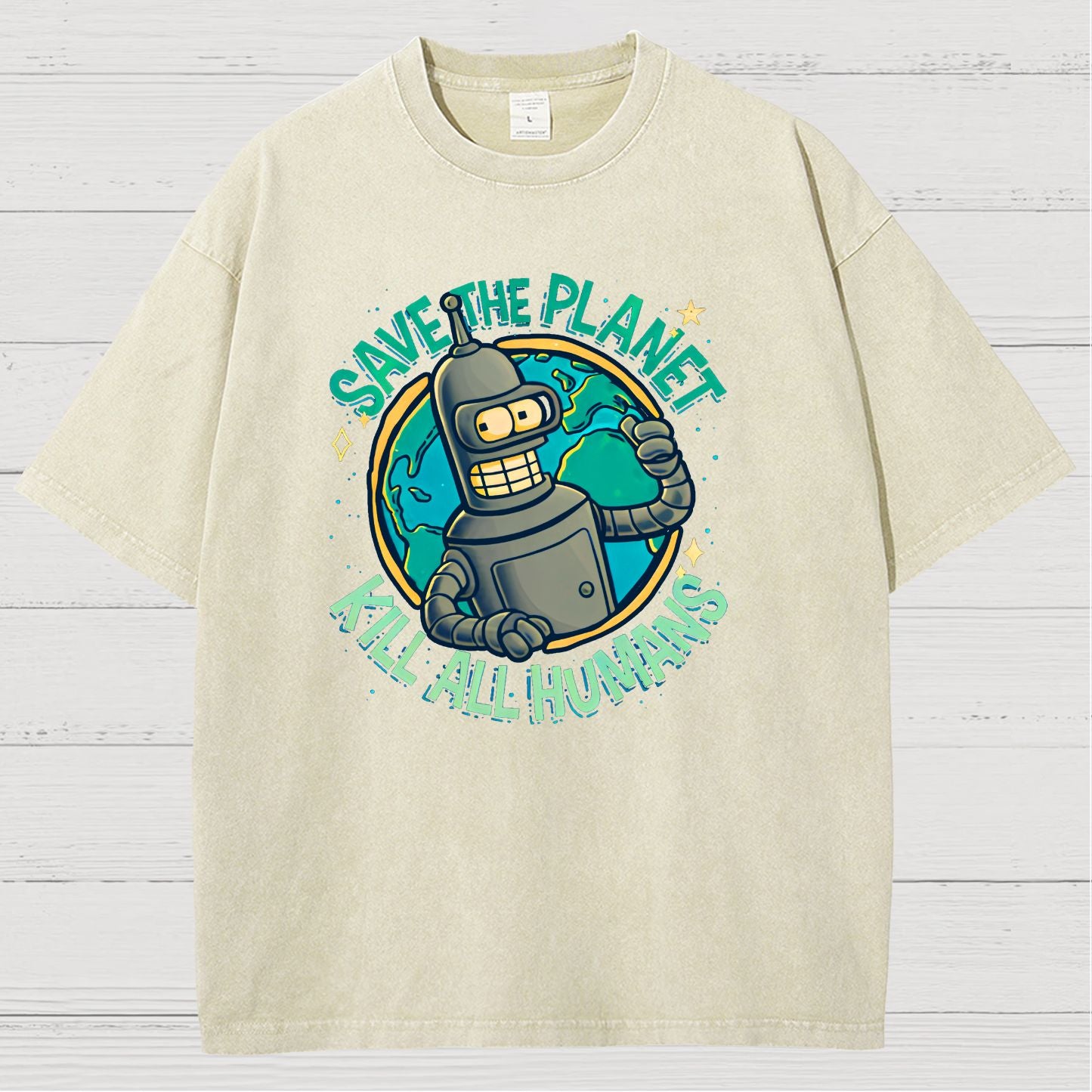 Save The Planet Kill All Humans Vintage Distressed T-shirt