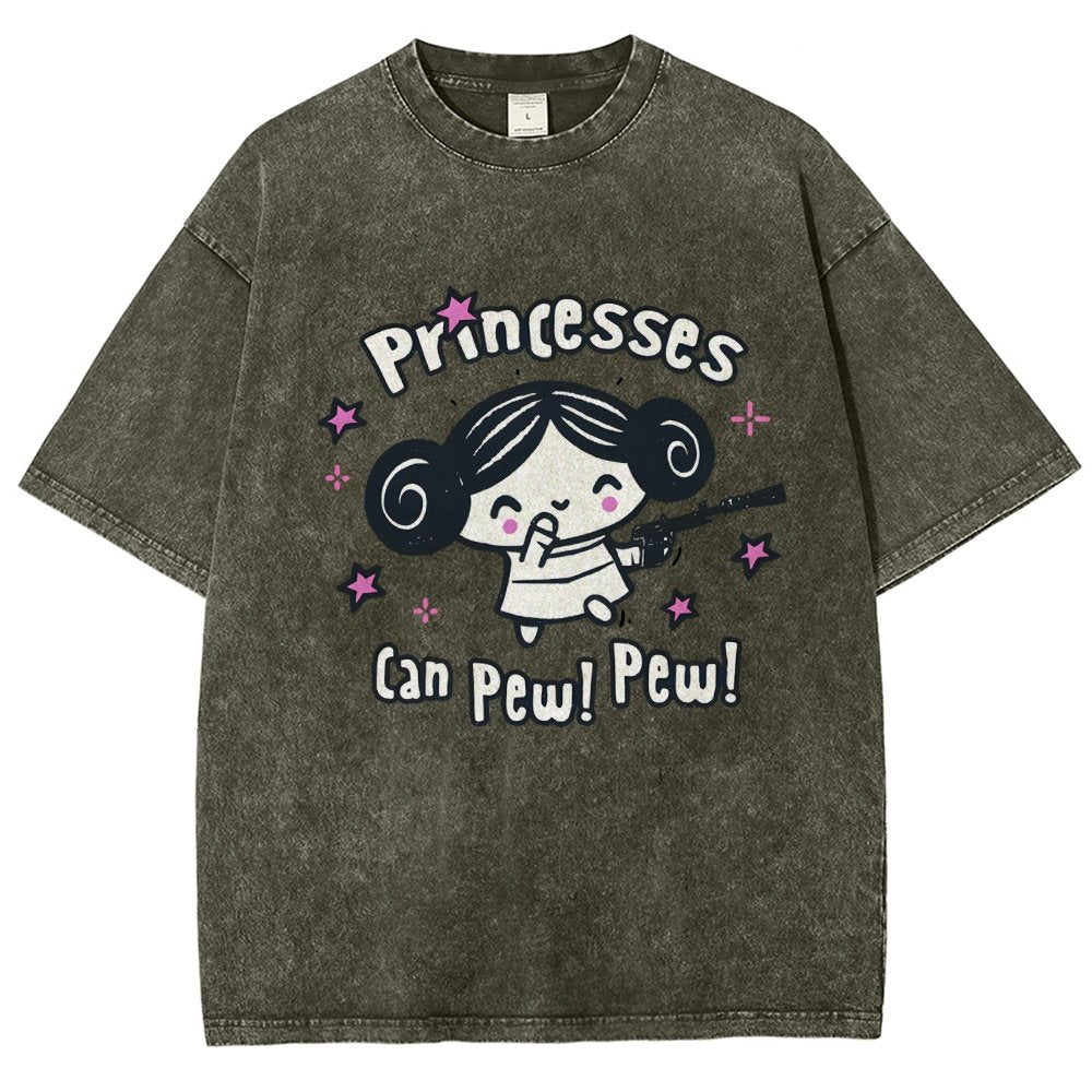 Princesses Can Pew! Pew! Too Vintage Distressed T-shirt