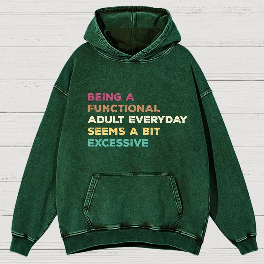Being A Functional Adult Everyday Seems A Bit Excessive Adult Humor Vintage Distressed Hoodie