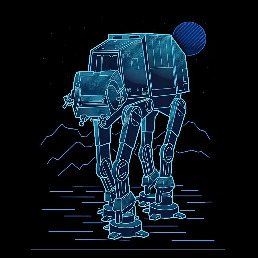 Neon Line-Art Armored Walker Geek T-Shirt