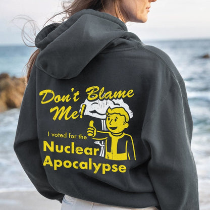 I Voted for the Apocalypse Printed Back Unisex Cotton Hoodie