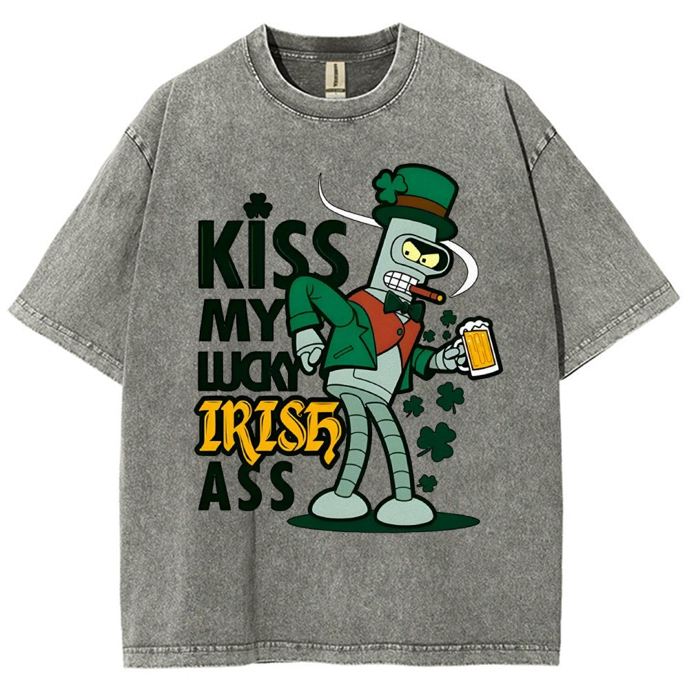 Kiss my Lucky Irish-St. Patrick's Day Vintage Distressed T-shirt