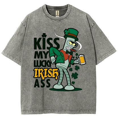 Kiss my Lucky Irish-St. Patrick's Day Vintage Distressed T-shirt