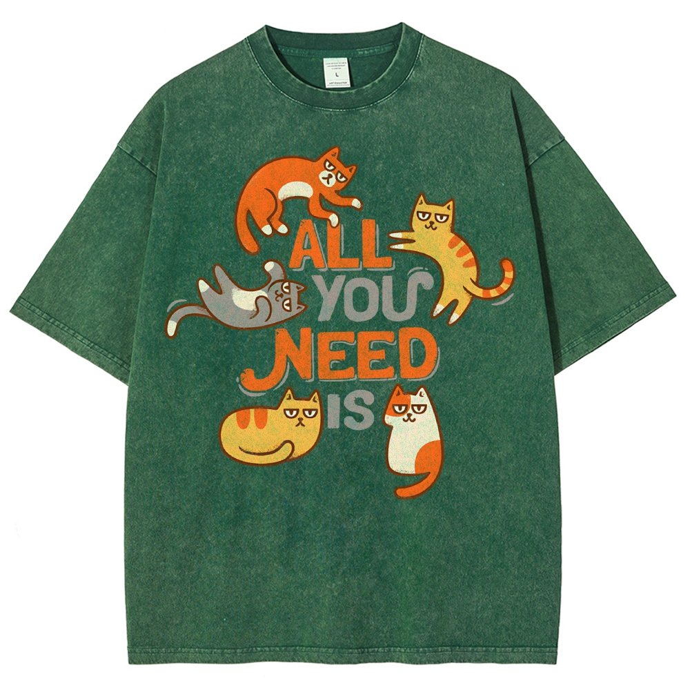 All You Need Is Cat Vintage Distressed T-shirt