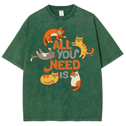All You Need Is Cat Vintage Distressed T-shirt