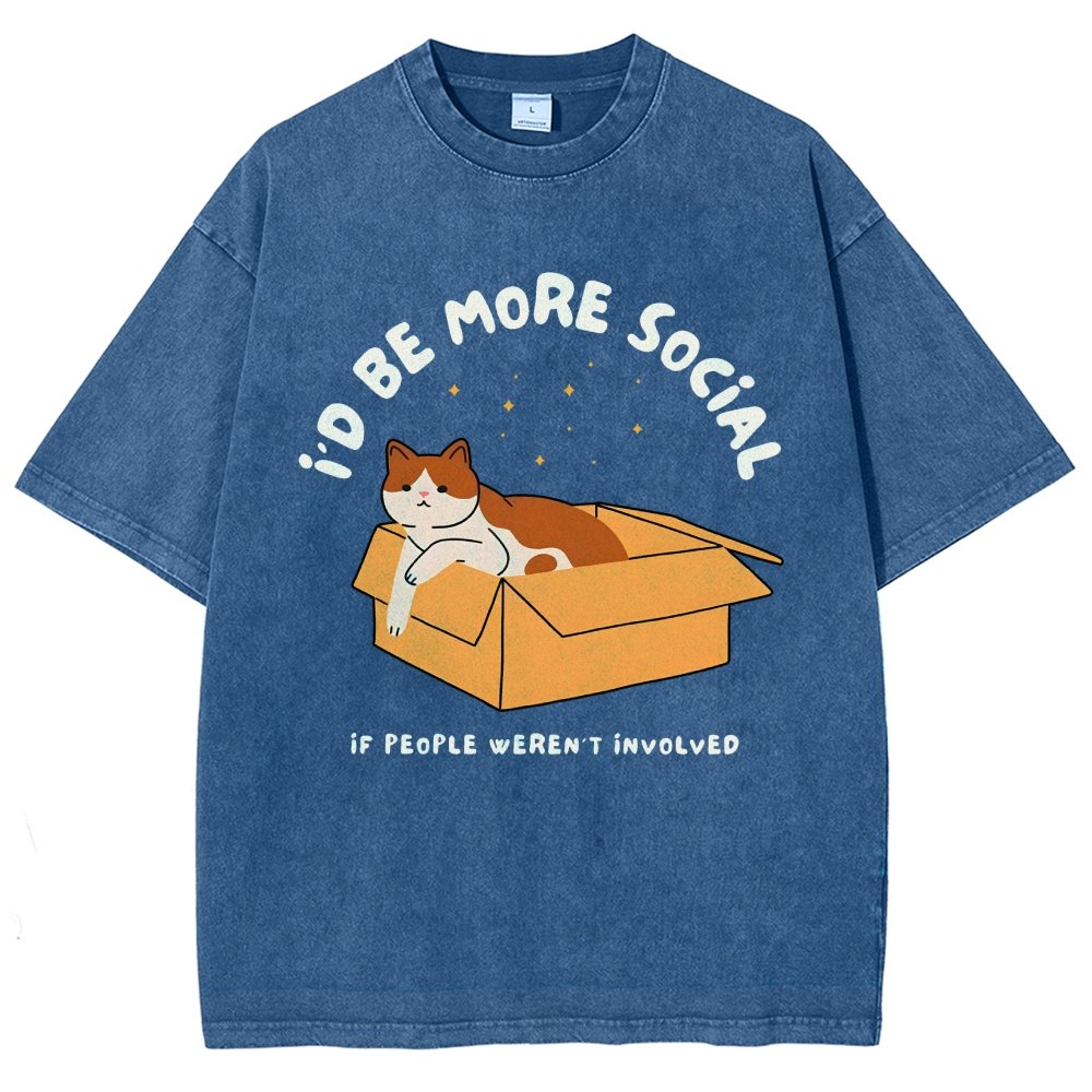 I'd Be More Social Vintage Distressed T-shirt