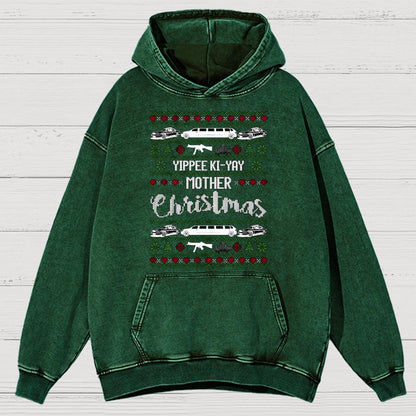 Yippee Ki-Yay Mother Christmas Ugly Vintage Distressed Hoodie