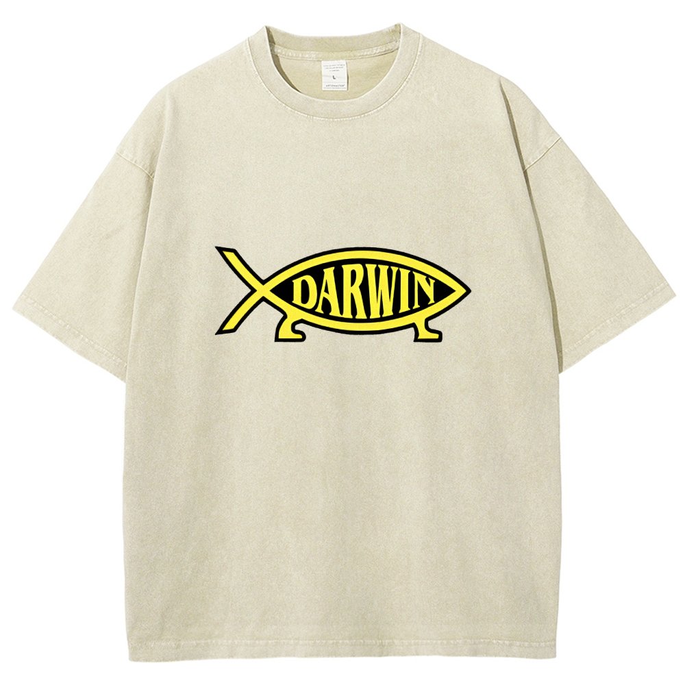 Darwin Fish Vintage Distressed T-shirt