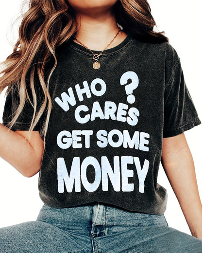 Chasing Money Graphic Print Vintage Distressed T-shirt