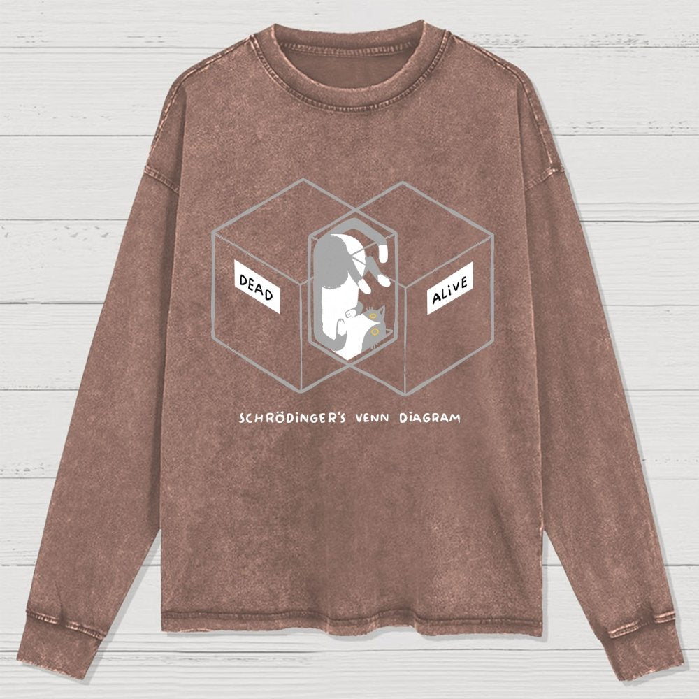 Schrodingers Venn Diagram Washed Long Sleeve Tee