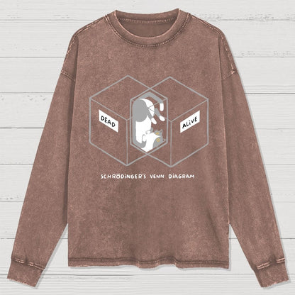 Schrodingers Venn Diagram Washed Long Sleeve Tee