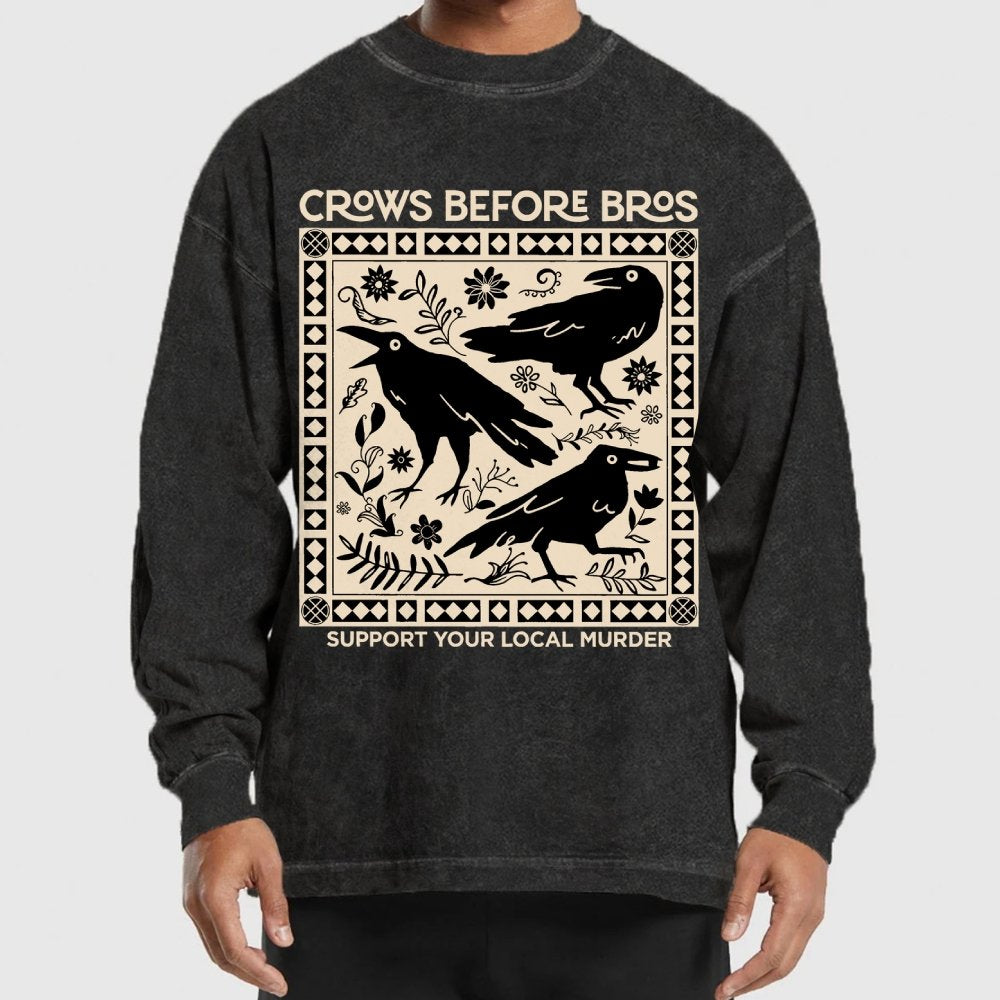 Crows Before Bros Washed Long Sleeve Tee