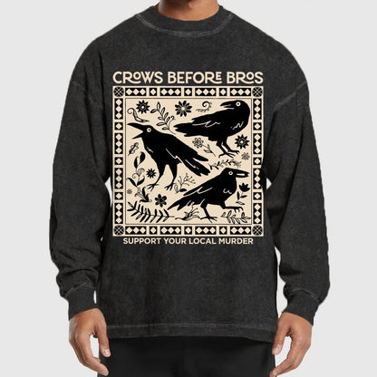Crows Before Bros Washed Long Sleeve Tee