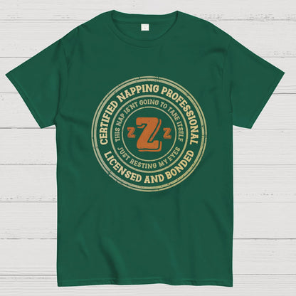 Certified Napping Professional Funny Z Geeky T-Shirt
