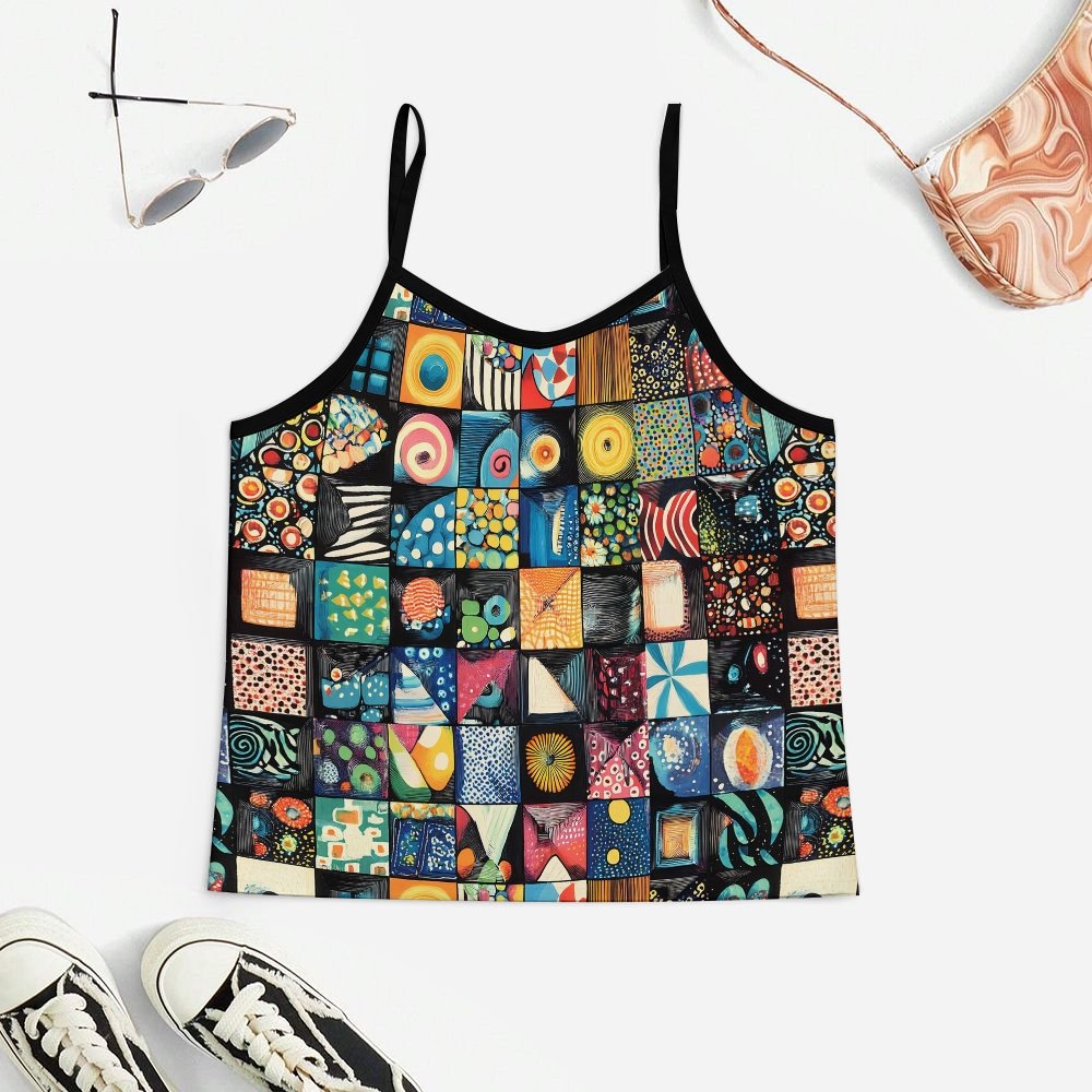 Mosaic Art Graffiti Women's Geek Suspender Cami Set