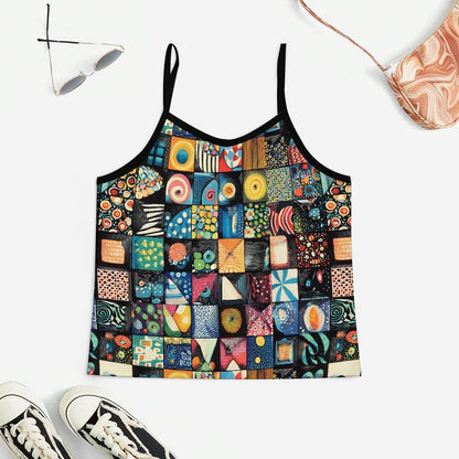Mosaic Art Graffiti Women's Geek Suspender Cami Set