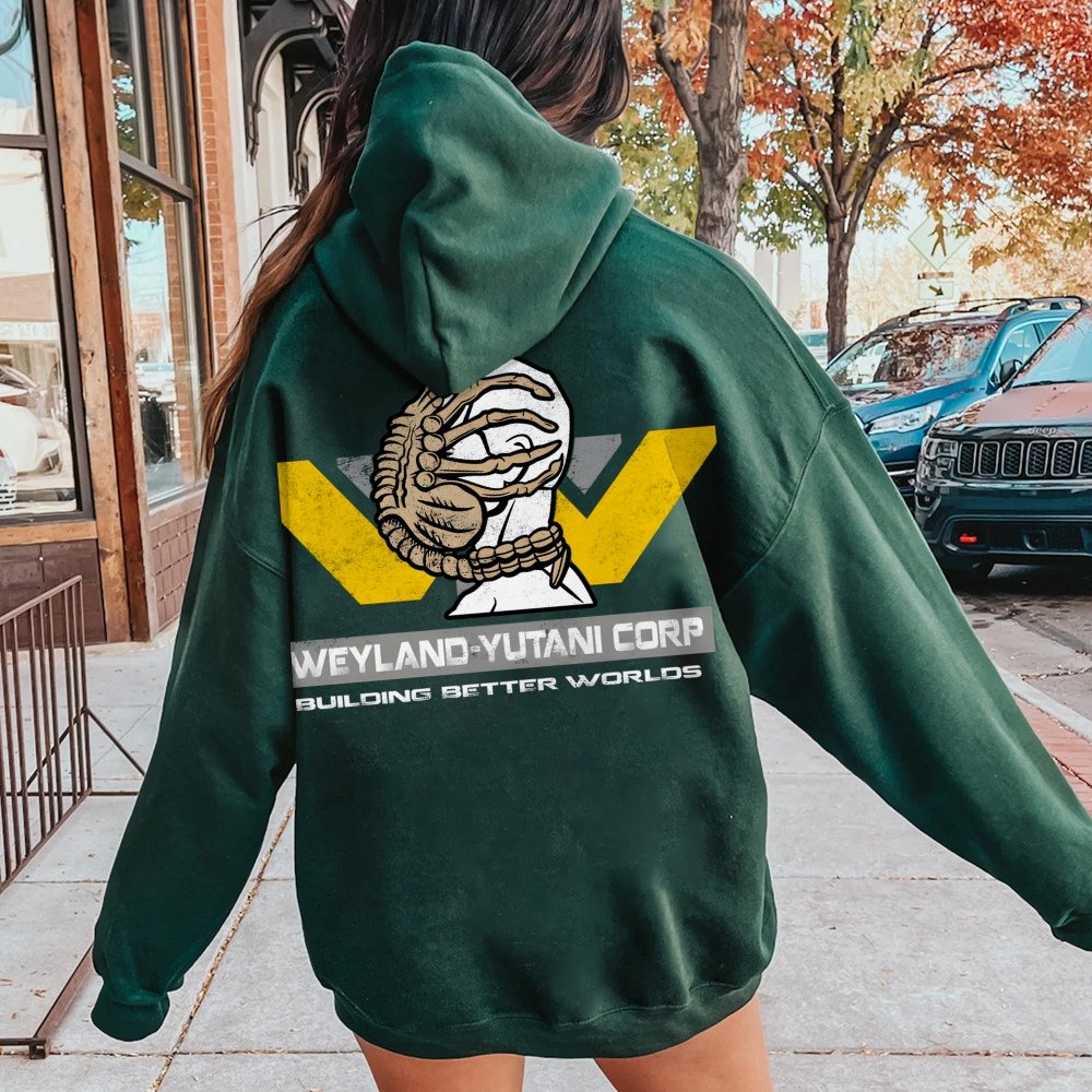 Mysterious Creatures Building Better Worlds Printed Back Unisex Cotton Hoodie