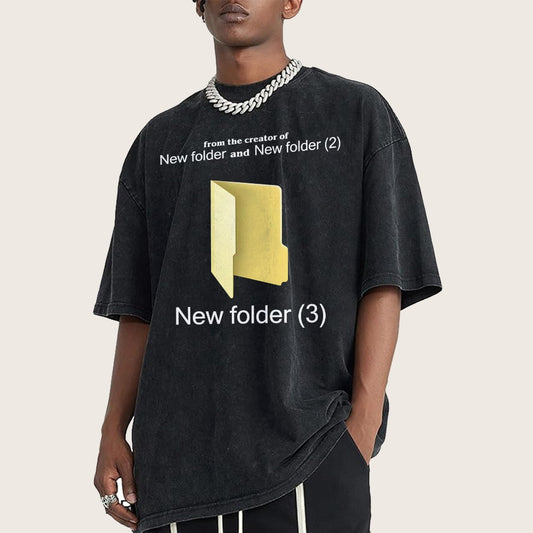 Humorous Internet meme New Folder (3) Vintage Distressed T-shirt