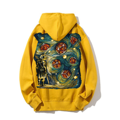 Starry Dice Printed Back Cotton Hoodie