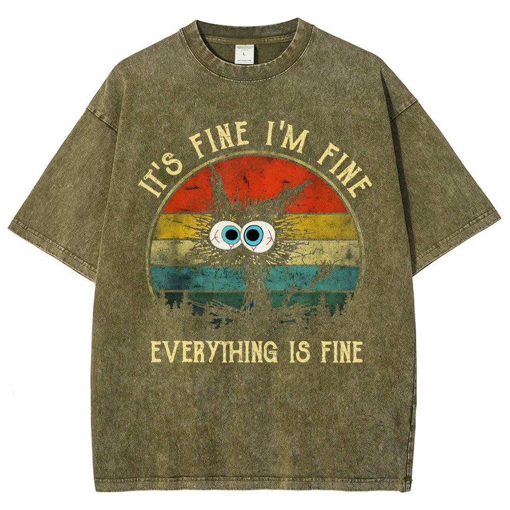 It ‘s Fine I am Fine Everything Is Fine Funny Black cat Vintage Distressed T-shirt