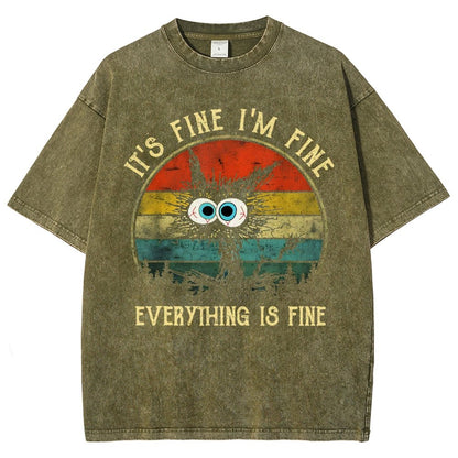 It ‘s Fine I am Fine Everything Is Fine Funny Black cat Vintage Distressed T-shirt