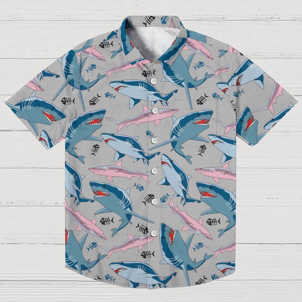 Shark Art Printed Geek Hawaiian Shirt