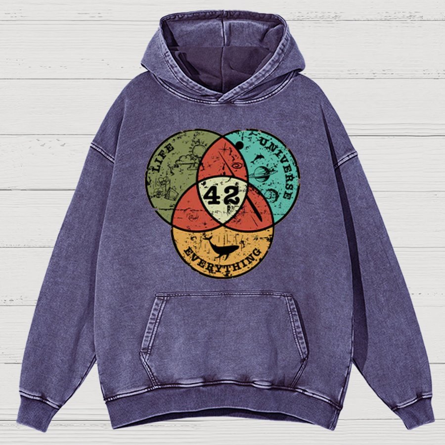 Life, the Universe & Everything Nerdy Graphic Cotton Vintage Distressed Hoodie