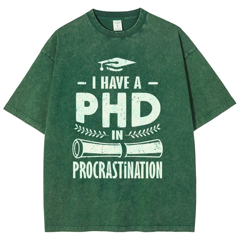 PHD In Procrastination Vintage Distressed T-shirt