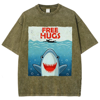 Free Shark Hugs Vintage Distressed T-shirt