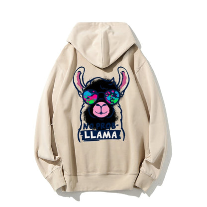No probllama Printed Back Unisex Cotton Hoodie