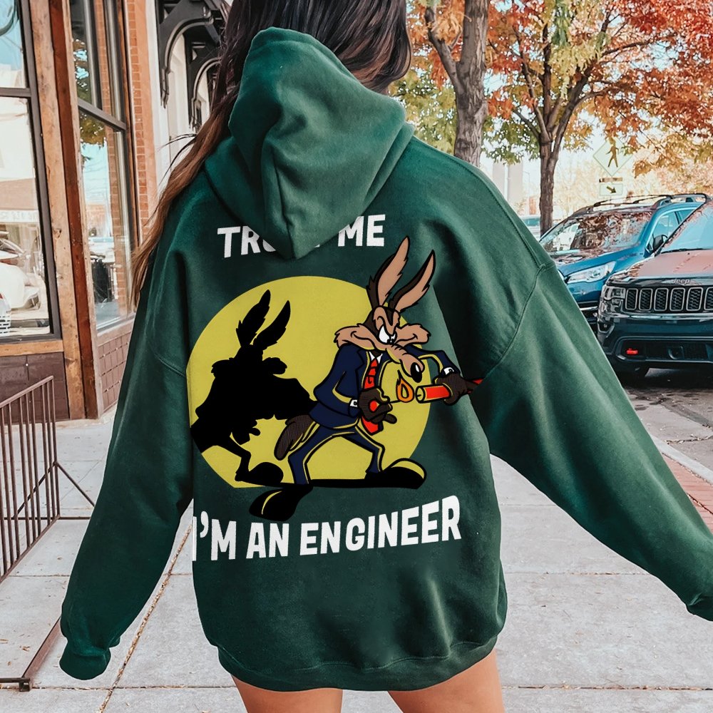 Trust Me I'm An Engineer Printed Back Cotton Hoodie