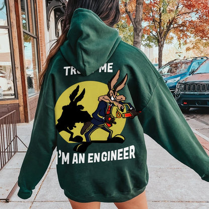 Trust Me I'm An Engineer Printed Back Cotton Hoodie