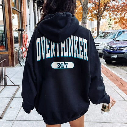 Overthinker All the time Printed Back Cotton Hoodie
