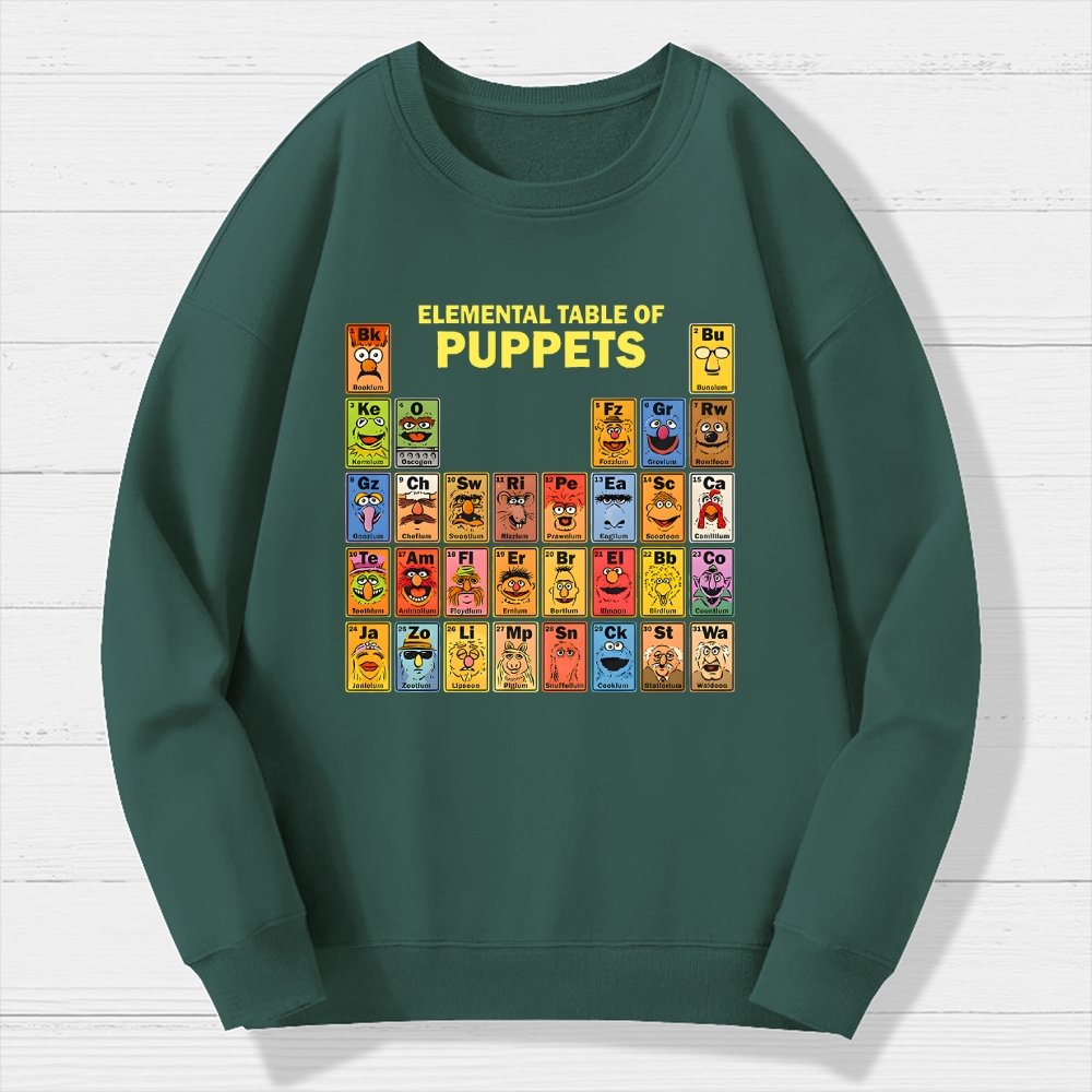 Elemental Table Of Puppets Geek Cotton Sweatshirt