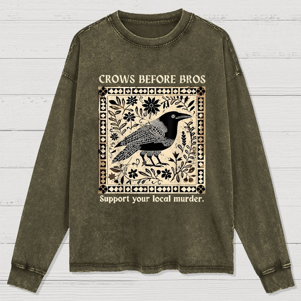 Crows Before Bros Washed Long Sleeve Tee