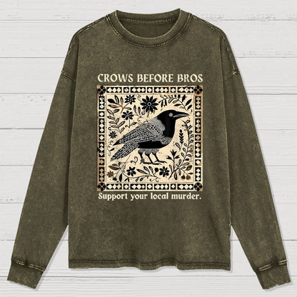 Crows Before Bros Washed Long Sleeve Tee