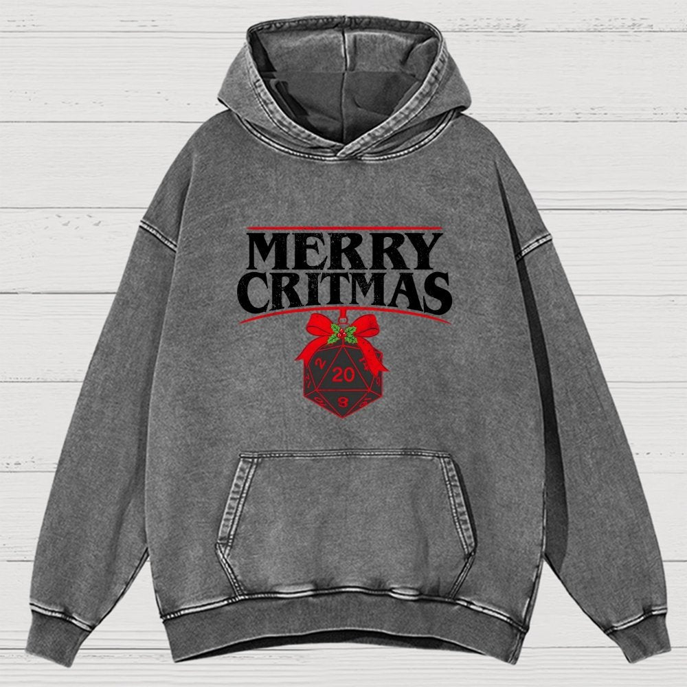 Merry Critmas D20 Holiday Vintage Distressed Hoodie