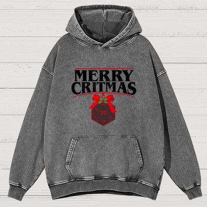 Merry Critmas D20 Holiday Vintage Distressed Hoodie