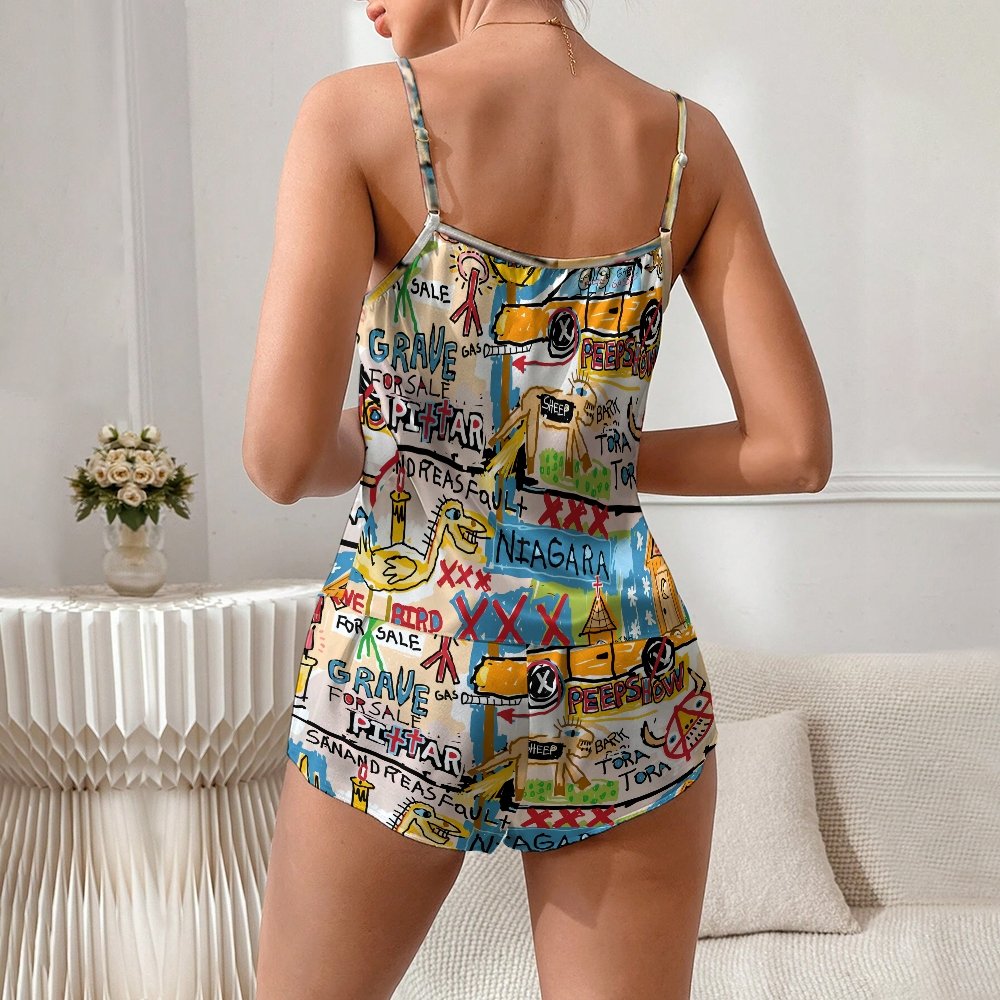 Vintage Graffiti1 Women's Geek Suspender Cami Set
