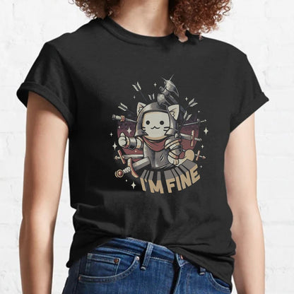 I'm Fine Funny Cat Gaming Geeky T-Shirt