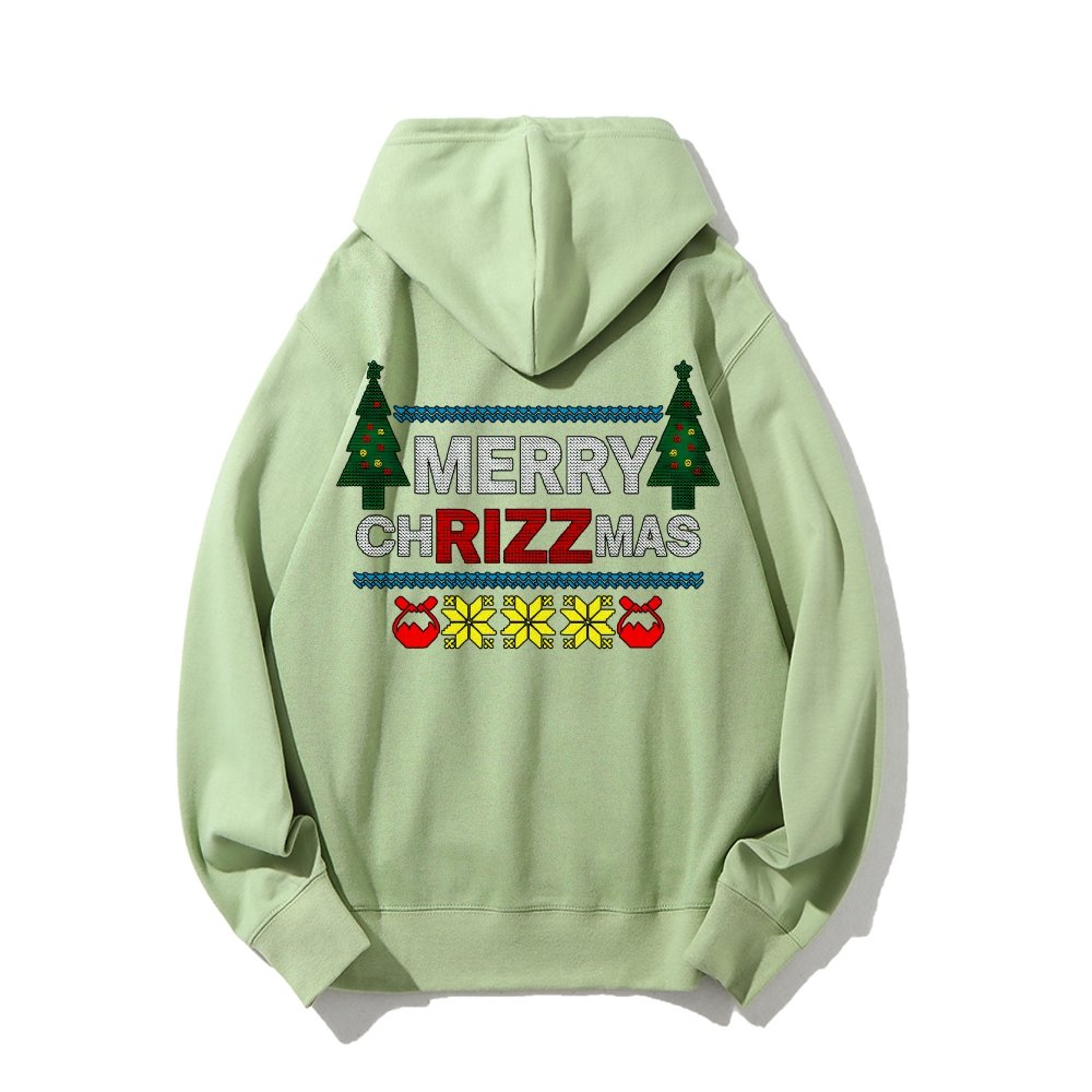 MERRY CHRIZZMAS Printed Back Unisex Cotton Hoodie