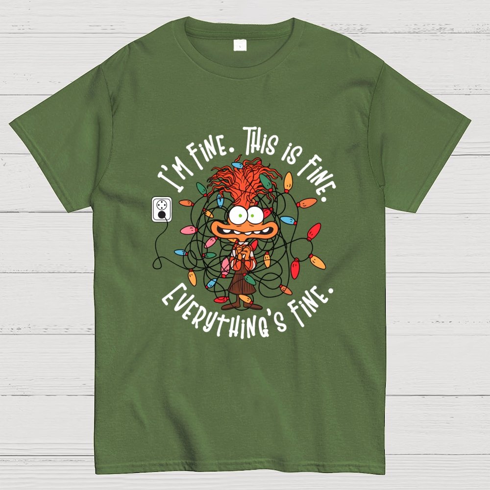 It's Fine This Is Fine Everything Is Fine Christmas Light Geek T-Shirt