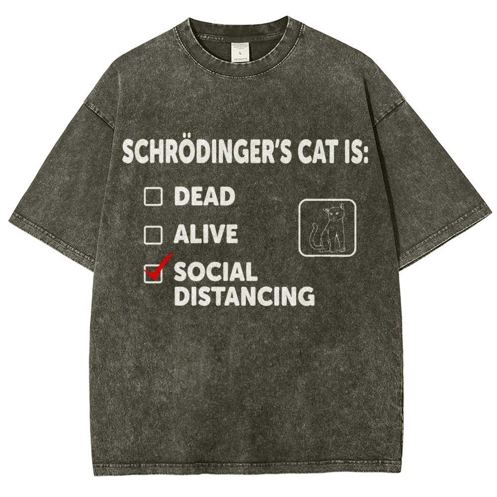 Schrodinger's Social Distancing Vintage Distressed T-shirt