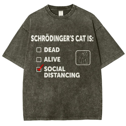 Schrodinger's Social Distancing Vintage Distressed T-shirt