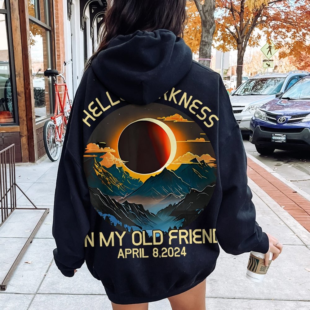 Hello Darkness My Old Friend Nerdy Graphic Geek Printed Back Cotton Hoodie