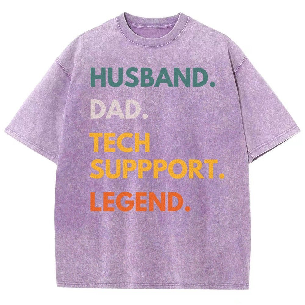 Husband Dad Tech Support Legend Funny It Father Essential Vintage Distressed T-shirt
