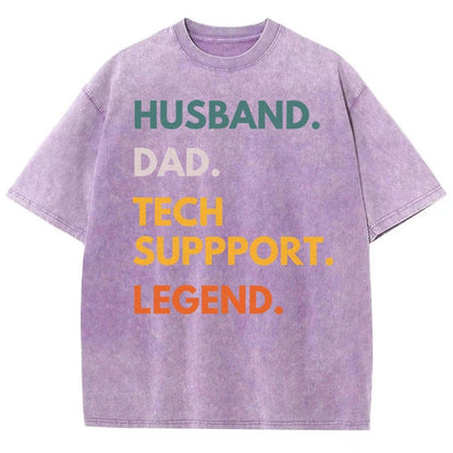 Husband Dad Tech Support Legend Funny It Father Essential Vintage Distressed T-shirt