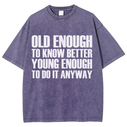 Old Enough To Know Better Young Enough To Do It Anyway Vintage Distressed T-shirt