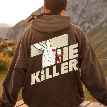 Mysterious Rabbit Printed Back Unisex Cotton Hoodie