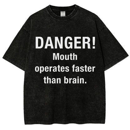 Danger Mouth Works Faster Than Brain Vintage Distressed T-shirt